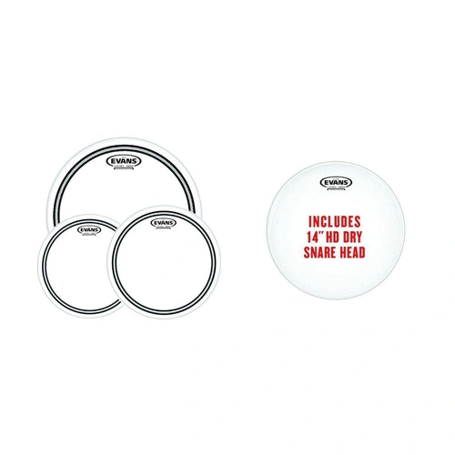 Evans EC2S Clear Fusion Pack (10", 12", 14") with 14" HD Dry Snare Batter