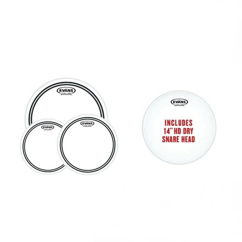 Evans EC2S Clear Rock Pack (10", 12", 16") with 14" HD Dry Snare Batter