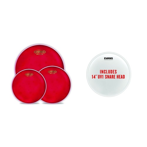 Evans Hydraulic Red Fusion Pack (10", 12", 14") with 14" UV1 Coated Snare Batter