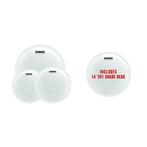 Evans UV1 Coated Fusion Pack (10", 12", 14") with 14" UV1 Coated Snare Batter