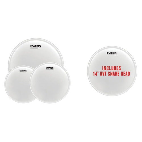 Evans UV1 Coated Standard Pack (12", 13", 16") with 14" UV1 Coated Snare Batter