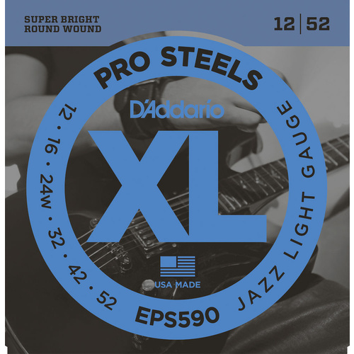 D'Addario EPS590 ProSteels Electric Guitar Strings, Jazz Light, 12-52