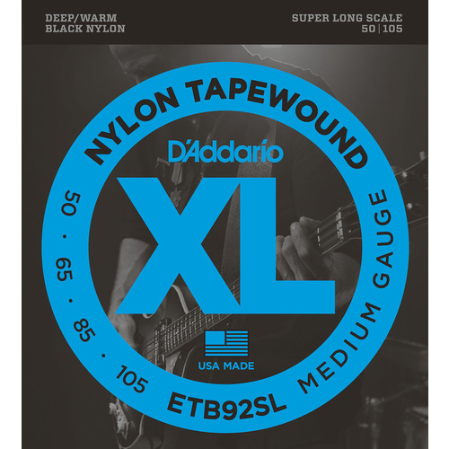 D'Addario ETB92SL Tapewound Bass Guitar Strings, Medium, 50-105, Super Long Scale