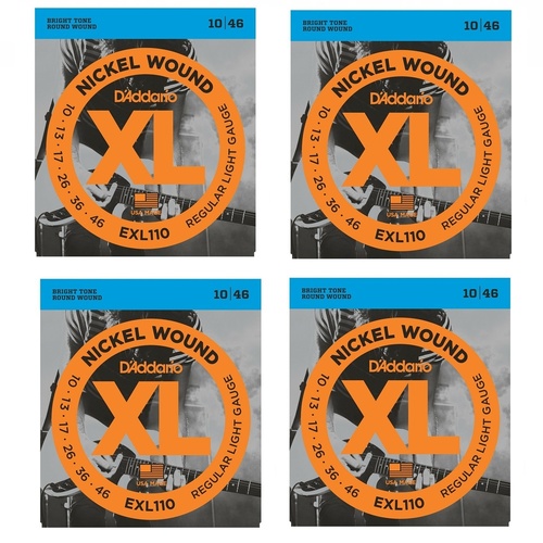 D'Addario EXL110 4 SETS Regular  Electric Guitar Strings 10 - 46  Nickel wound