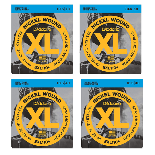 D'Addario 4 Sets EXL110+ Regular Light Plus Electric Guiar Strings 10.5 - 48
