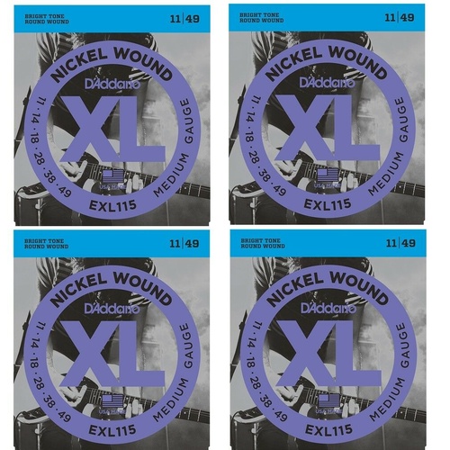 D'Addario EXL115 Medium Gauge Electric Guitar Strings 4 Sets  11 - 49