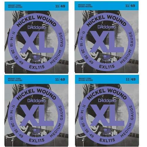 D'Addario EXL115 Medium Gauge Electric Guitar Strings 4 Sets  11 - 49