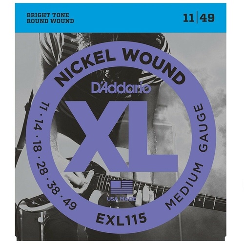 D'Addario EXL115 Medium Gauge Electric Guitar Strings   11 - 49 