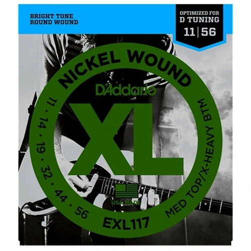 D'Addario EXL117 Medium Top/Extra-Heavy Bottom Electric Guitar Strings  11-56