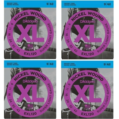 D'Addario 4 SETS EXL120  Super Light Electric Guitar Strings 9 - 42  
