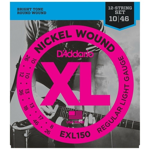 D'Addario EXL150 Nickel Wound Light 12-String Electric Guitar Strings 10 - 46 