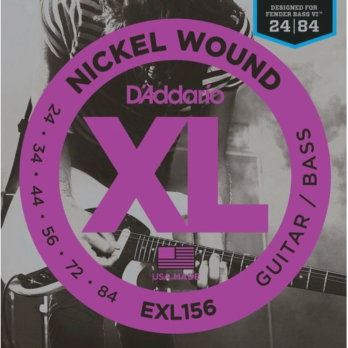 D'Addario EXL156 Nickel Wound Electric Guitar/ Bass Strings / Fender VI, 24-84