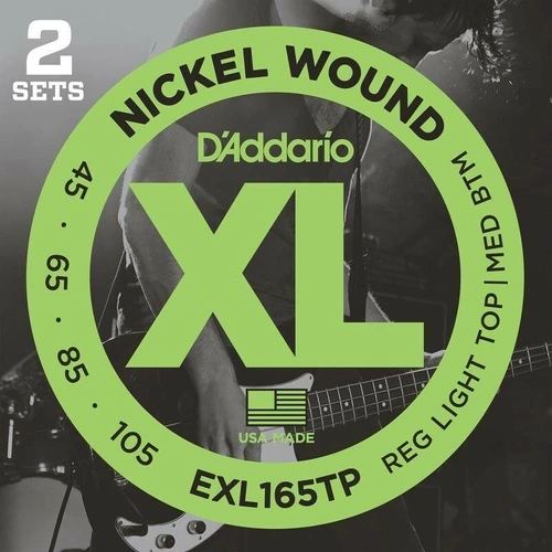 2 Sets D'Addario EXL165  Long Scale Bass Guitar Strings  45 - 105