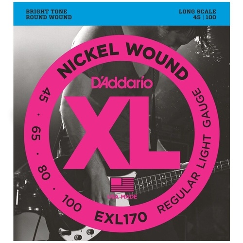 D'Addario EXL170 Nickel Wound Long Scale Light Bass Guitar Strings 45 - 100 