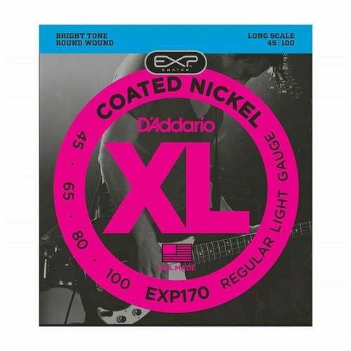 D'Addario EXP170 Coated Bass Guitar Strings, Light, 45-100, Long Scale