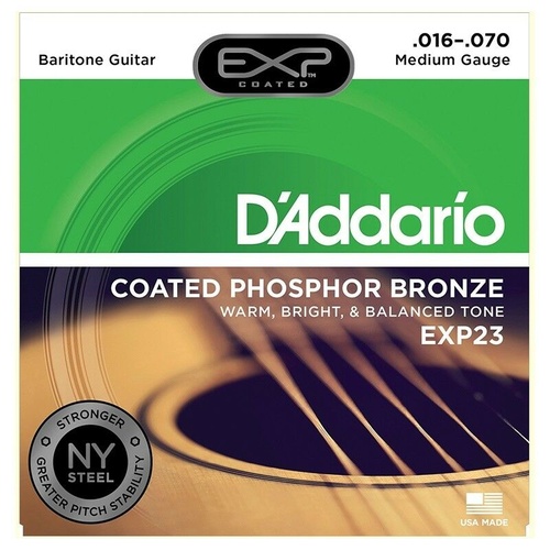 D'Addario EXP23 Coated Phosphor Bronze Baritone Acoustic Guitar Strings 16 - 70