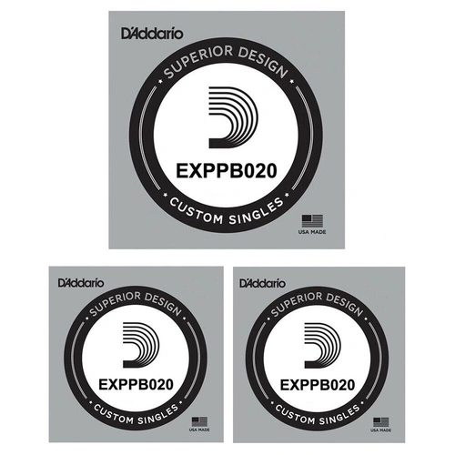 3 x D'Addario Phosphor Bronze Wound Acoustic string .020 gauge, Single String 