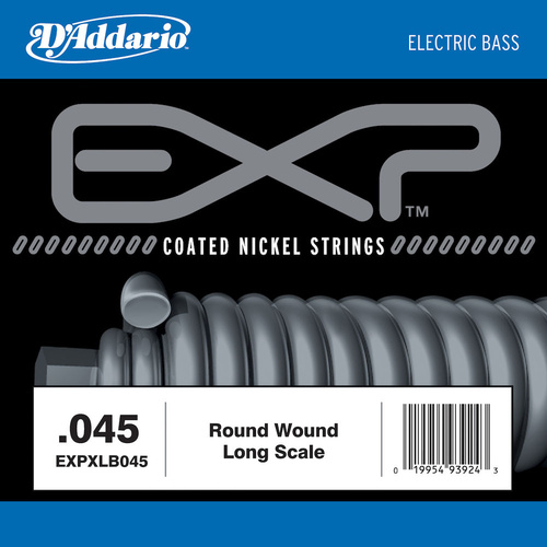 D'Addario EXPXLB045 EXP Coated Nickel Round Wound Bass Guitar Single String, .045