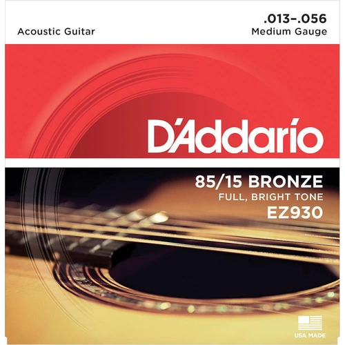D'Addario EZ930 85/15 Bronze Acoustic Guitar Strings, Medium, 13-56