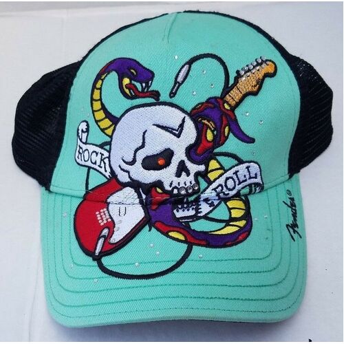 Fender Custom Shop Cap Hat Skull Guitar Snake Rock Roll Stitch Embroidered
