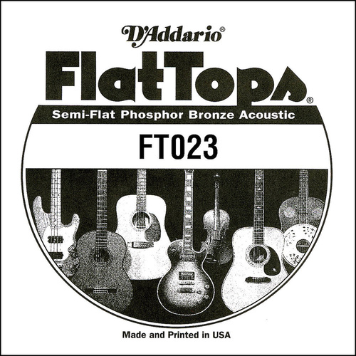 D'Addario FT023 Semi-Flat Phosphor Bronze Acoustic Guitar Single String, .023