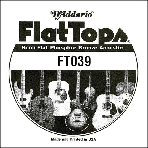 D'Addario FT039 Semi-Flat Phosphor Bronze Acoustic Guitar Single String, .039