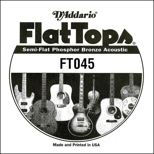 D'Addario FT045 Semi-Flat Phosphor Bronze Acoustic Guitar Single String, .045