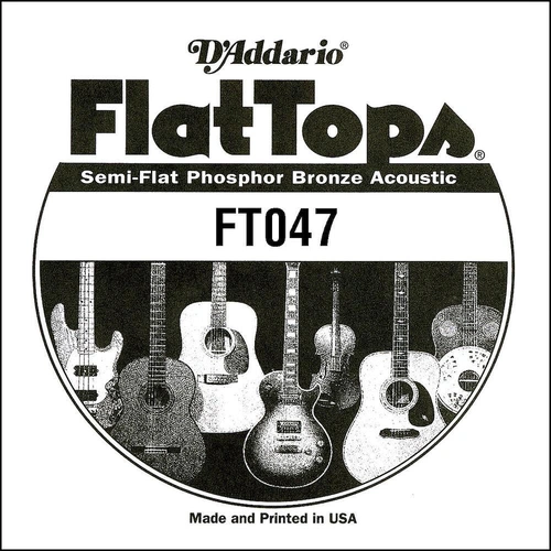D'Addario FT047 Semi-Flat Phosphor Bronze Acoustic Guitar Single String, .047