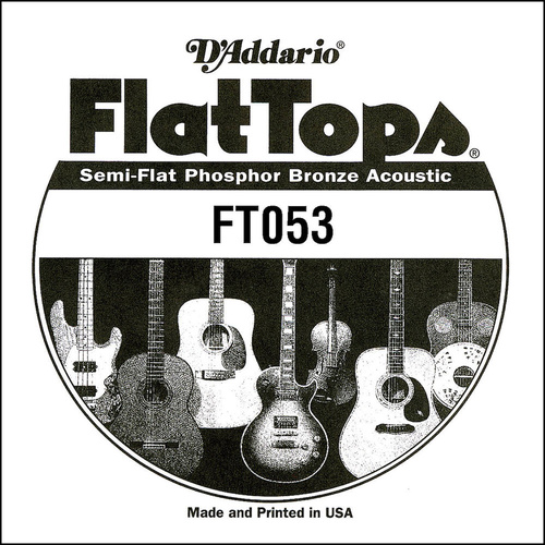 D'Addario FT053 Semi-Flat Phosphor Bronze Acoustic Guitar Single String, .053
