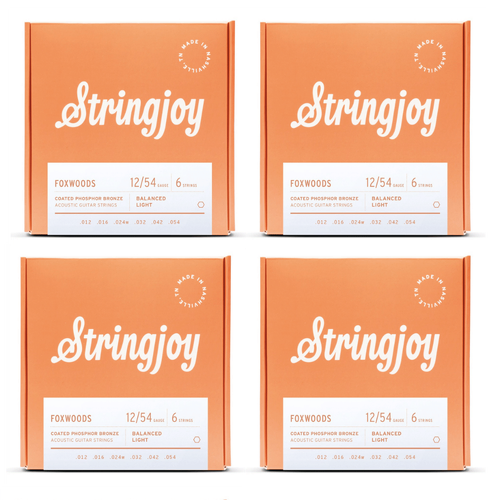 Stringjoy Foxwoods (11-52) Coated Acoustic Guitar Strings - 4 Sets