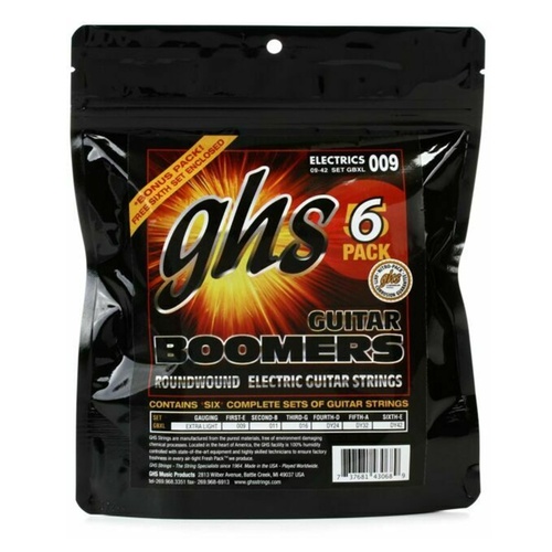 GHS GBXL5 Guitar Boomers Roundwound Electric Guitar Strings  9 - 42 6 Sets