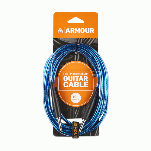Armour GC10R 10 Foot Guitar Instrument Cable  - Transparent Blue