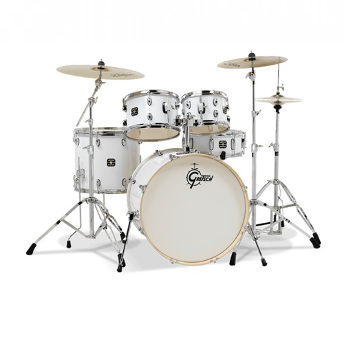 Gretsch Energy 5 Piece 22" Drumkit w/Hardware White - Zidjian Cymbals