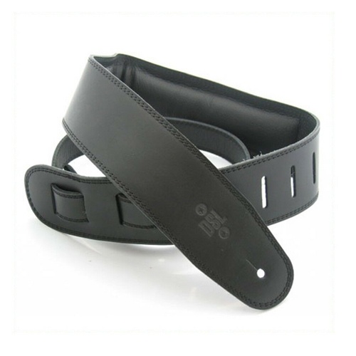 DSL Padded Garment Leather Guitar Strap 2 1/2" Black/Black Hand Made Australia