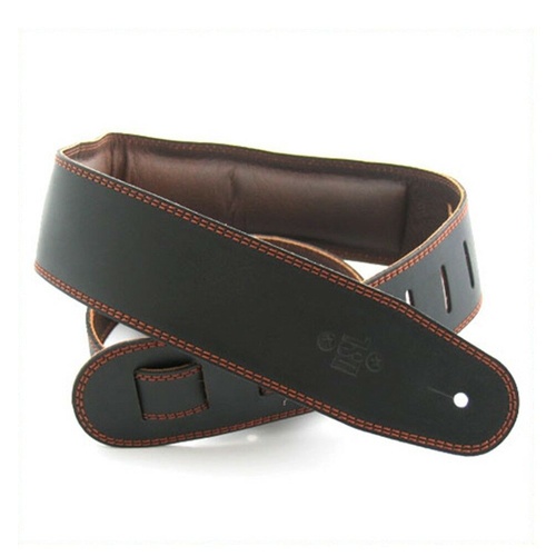 DSL Padded Garment Leather Guitar Strap 2 1/2" Black/Brown Hand Made Australia