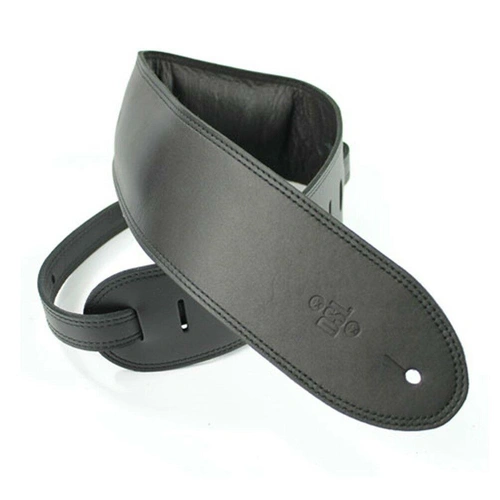 DSL Padded Garment Leather Guitar Strap 3 1/2" Black/Black Hand Made Australia