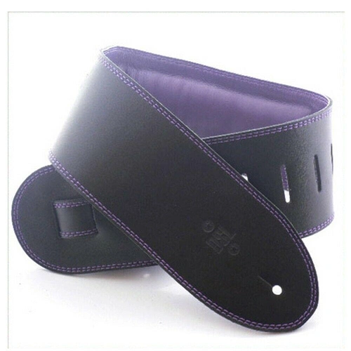 DSL Padded Garment Leather Guitar Strap 3 1/2" Black/Purple  Hand Made Australia