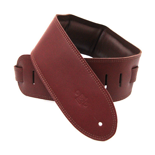 DSL 3.5" Padded Garment Leather Guitar Strap - Maroon / Brown