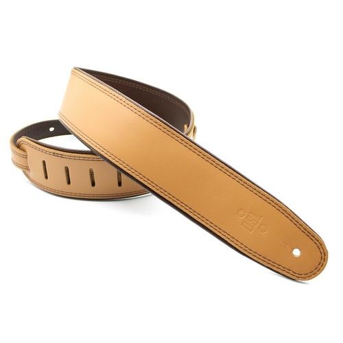 DSL Premium Leather Guitar Strap 2.5" Tan / Brown Roll Edge Hand Made Australia