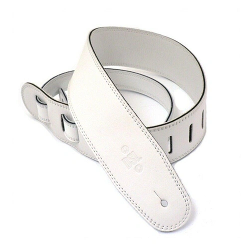 DSL Premium Leather Guitar Strap Limited Edition 2.5" Triple Garment White