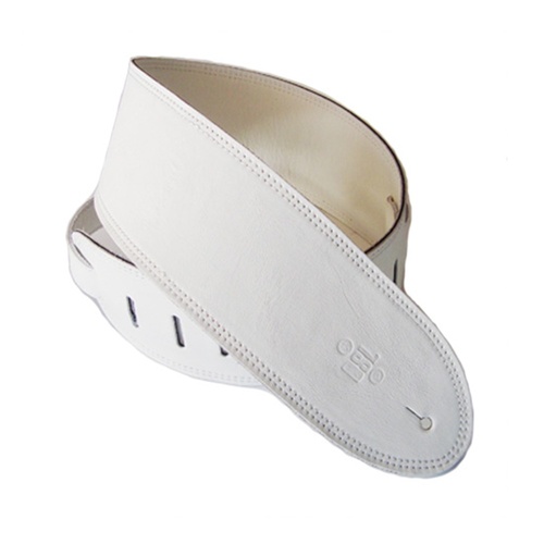 DSL Premium Leather Guitar Strap Limited Edition 3.5" Triple Garment White