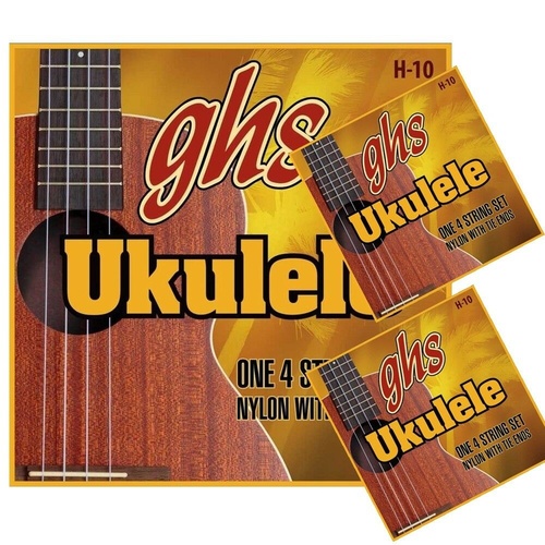 3 sets GHS H-10 Nylon Ukulele Strings, Soprano / Concert, Black Nylon