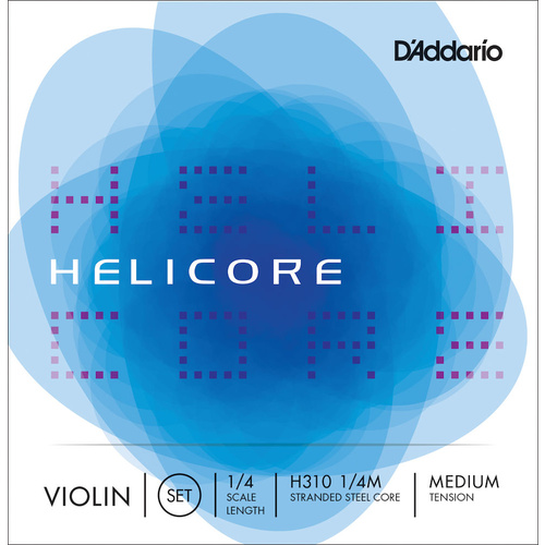 D'Addario Helicore Violin String Set, 1/4 Scale, Medium Tension