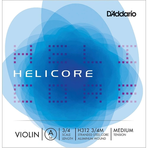 D'Addario Helicore Violin Single A String, 3/4 Scale, Medium Tension
