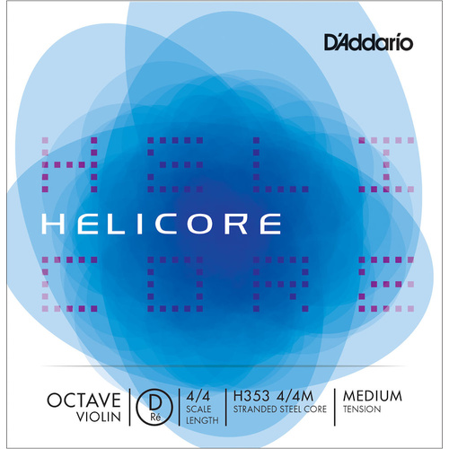 D'Addario Helicore Octave Violin Single D String, 4/4 Scale, Medium Tension