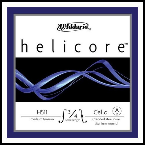 D'Addario Helicore Cello Single A String 3/4 Scale Medium Tension H511