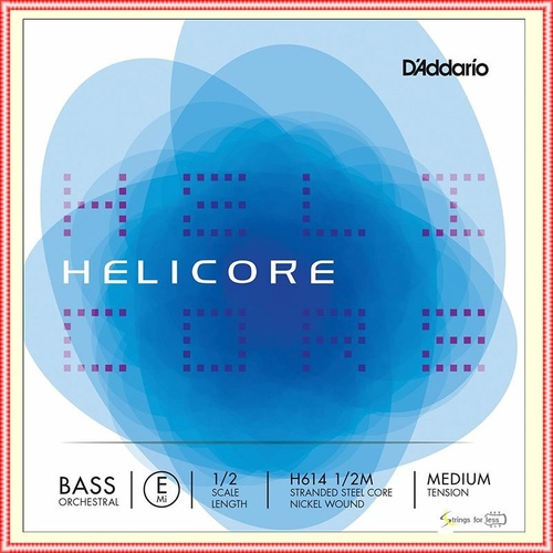 D'Addario Helicore Double  Bass Single E String 1/2 Scale Medium Tension H614
