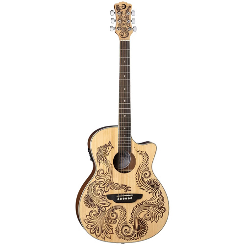 Luna Henna Dragon Acoustic-electric Guitar - Satin Natural