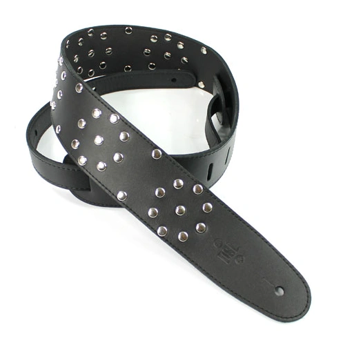 DSL Tribute Polka Dot Black/Black 2.5 inches Leather Guitar Strap