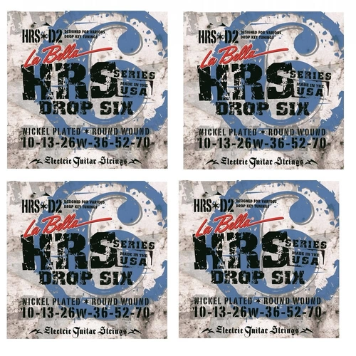 La Bella HRS-D2  drop 6 - Drop tune electric Guitar Strings 4 SETS  - 10 - 70